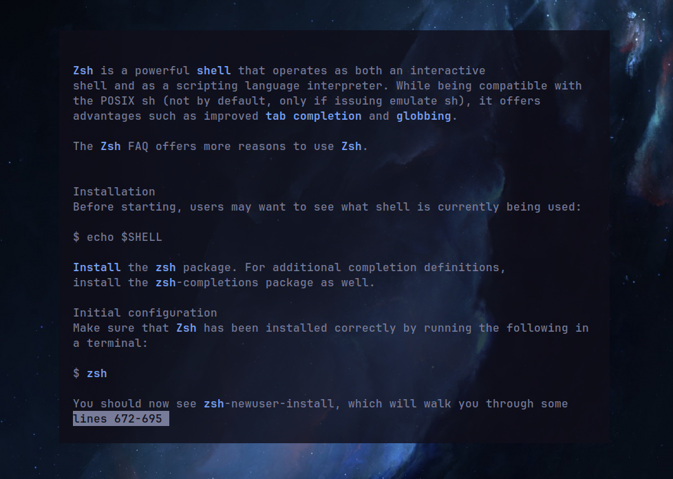 Zsh option